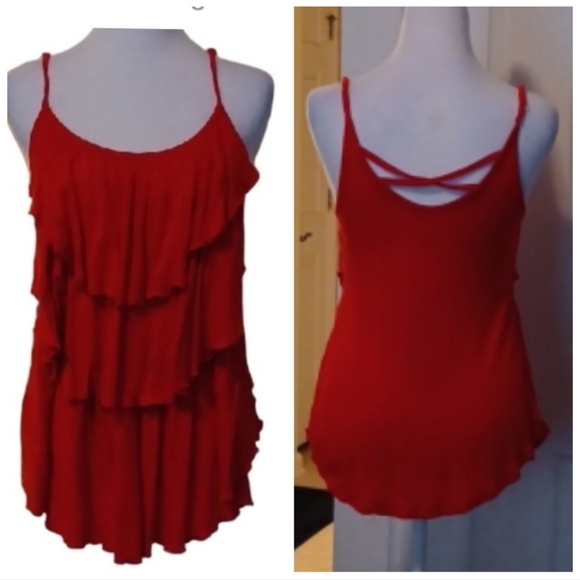 💙🌺Women's Red Layered Top - Picture 1 of 10